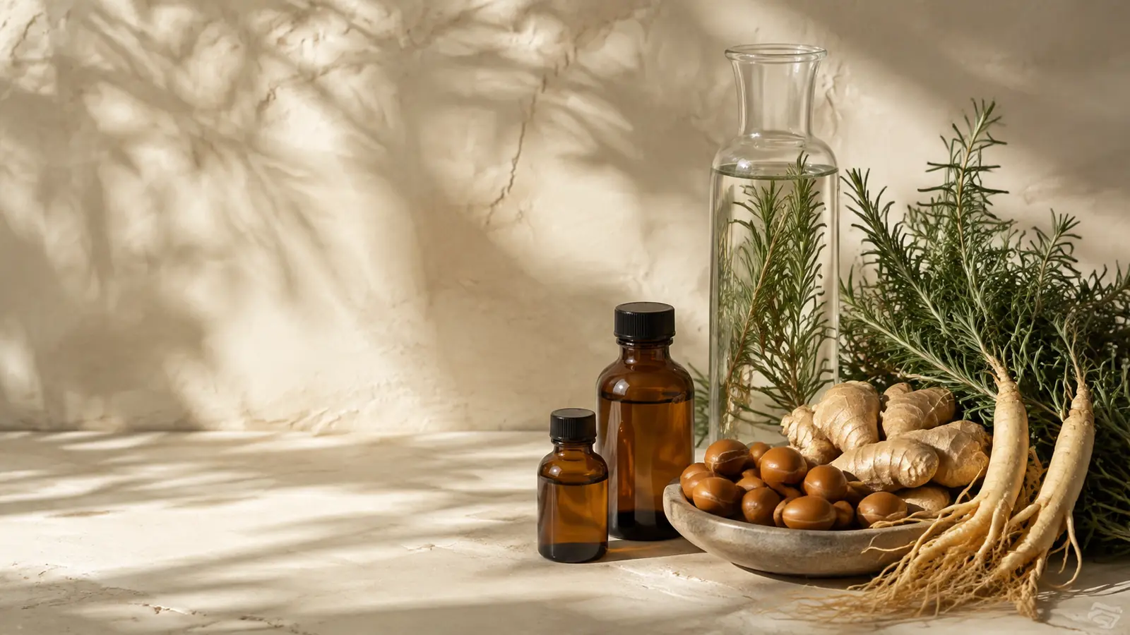 Botanical ingredients representing the thoughtful PURC hair care process