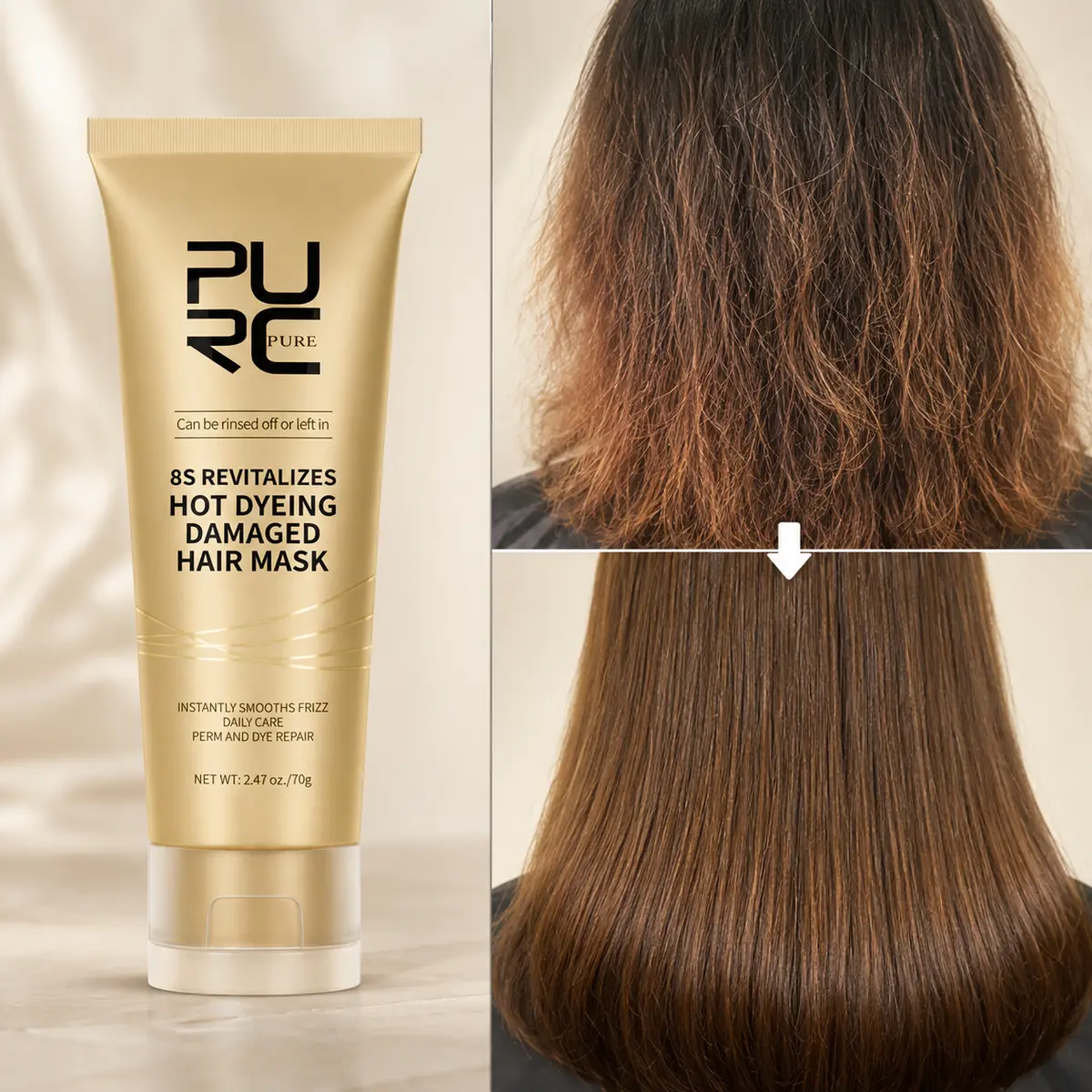 PURC keratin hair mask before and after results keratin hair mask for damaged hair