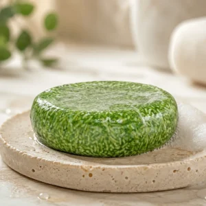 Natural mint solid shampoo bar by PURC for daily hair cleansing