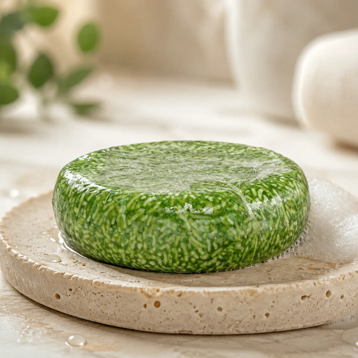 Natural mint solid shampoo bar by PURC for daily hair cleansing