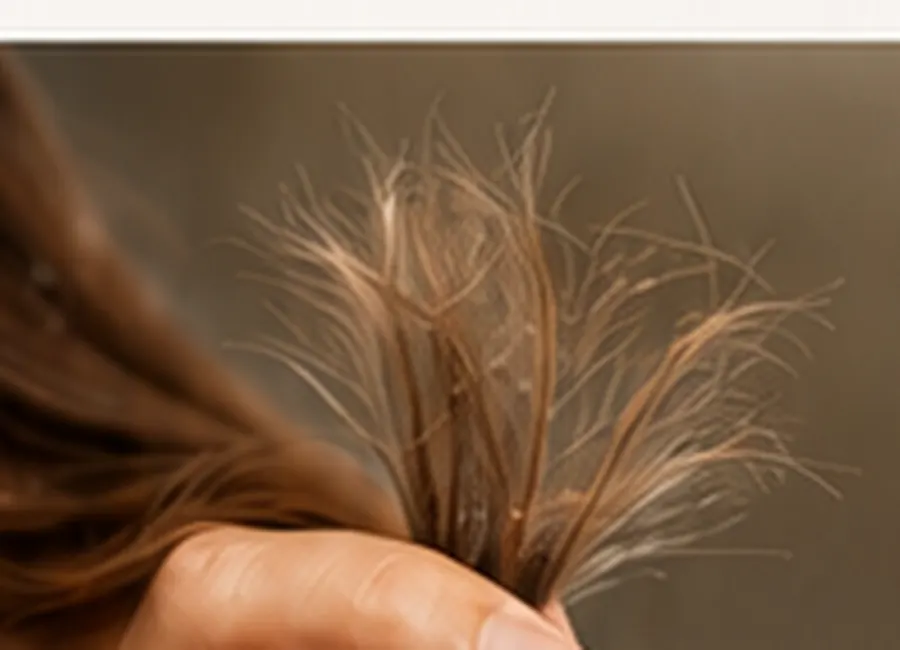 Damaged hair with breakage and split ends