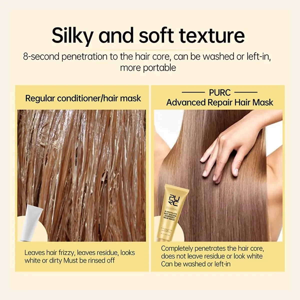 Hair texture after using PURC 8 Seconds Hair Mask