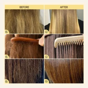 Before and after dry frizzy hair treatment