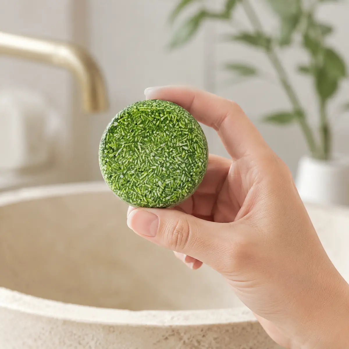 PURC green shampoo bar with mint inspired scalp care ingredients