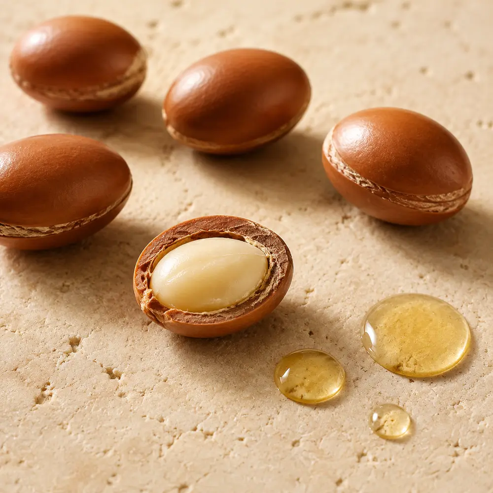 Argan fruit and oil for dry frizzy hair care