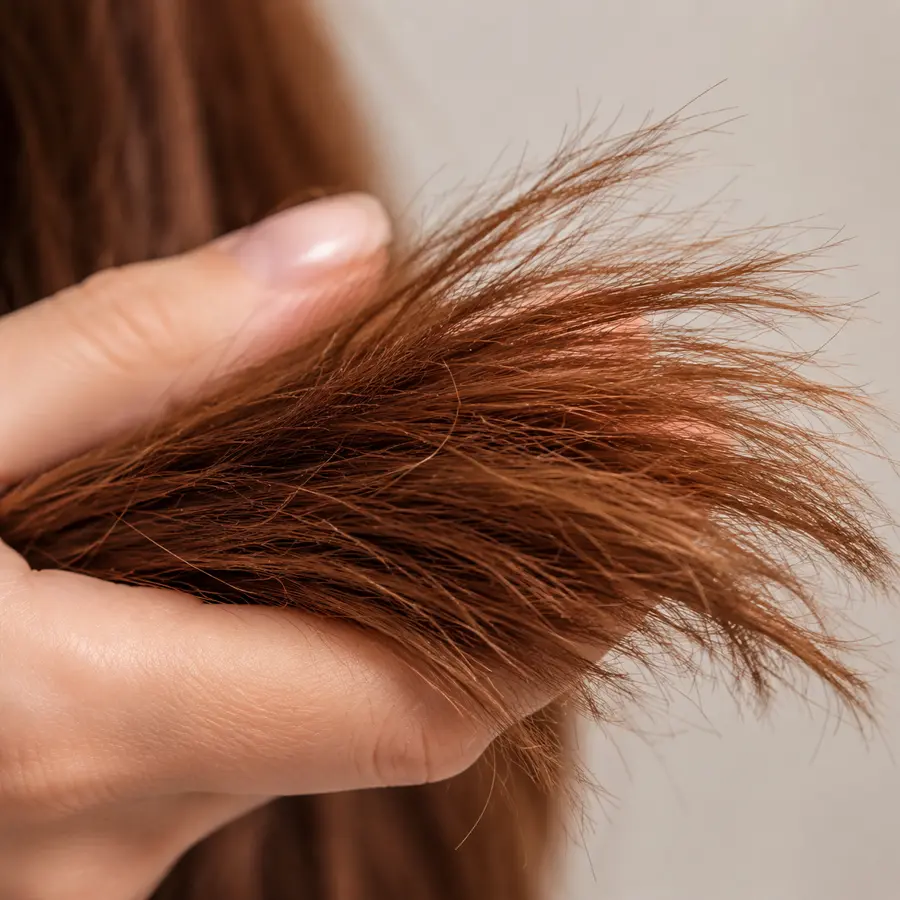 Dry porous color-treated hair lengths