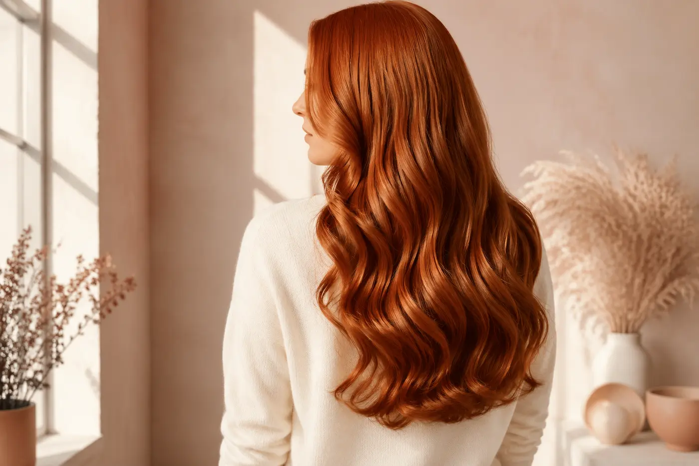 Glossy color-treated hair after gentle conditioning care