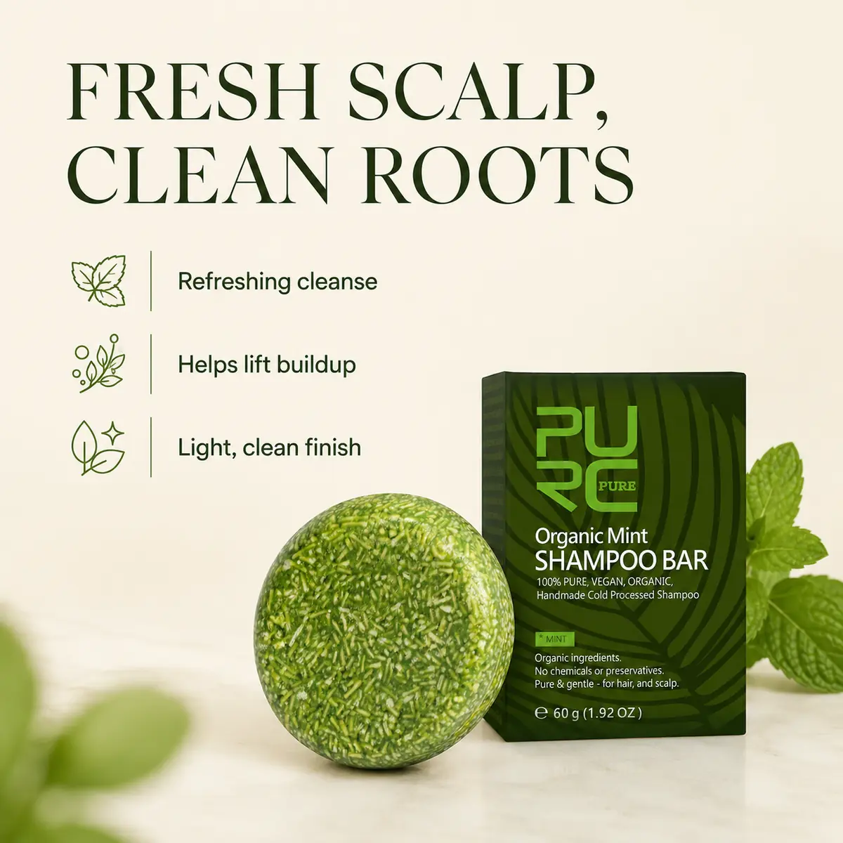 PURC Mint Shampoo Bar benefits for oily scalp and buildup