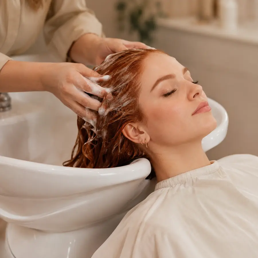 Gentle cleanse step in a color care routine