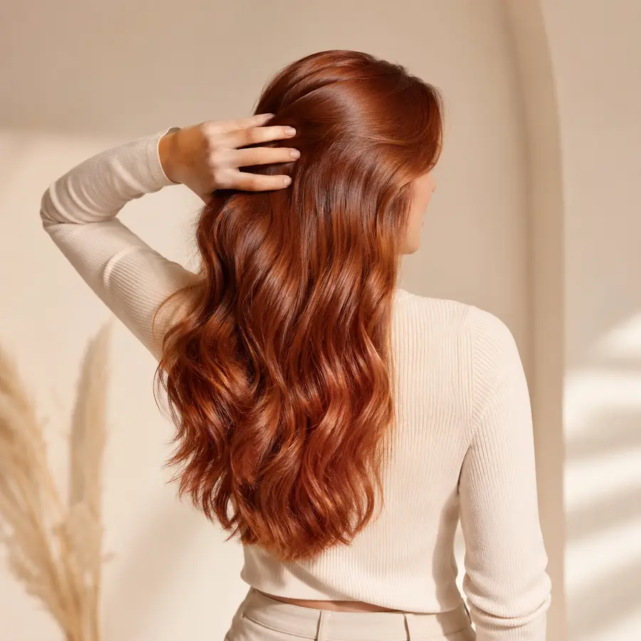 Smooth glossy color-treated hair after careful styling