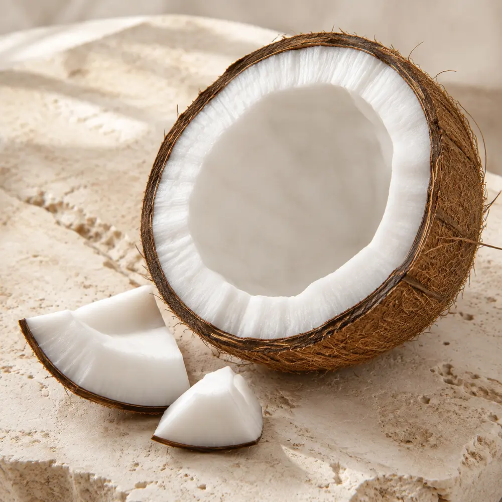 Fresh coconut for nourishing dry hair care