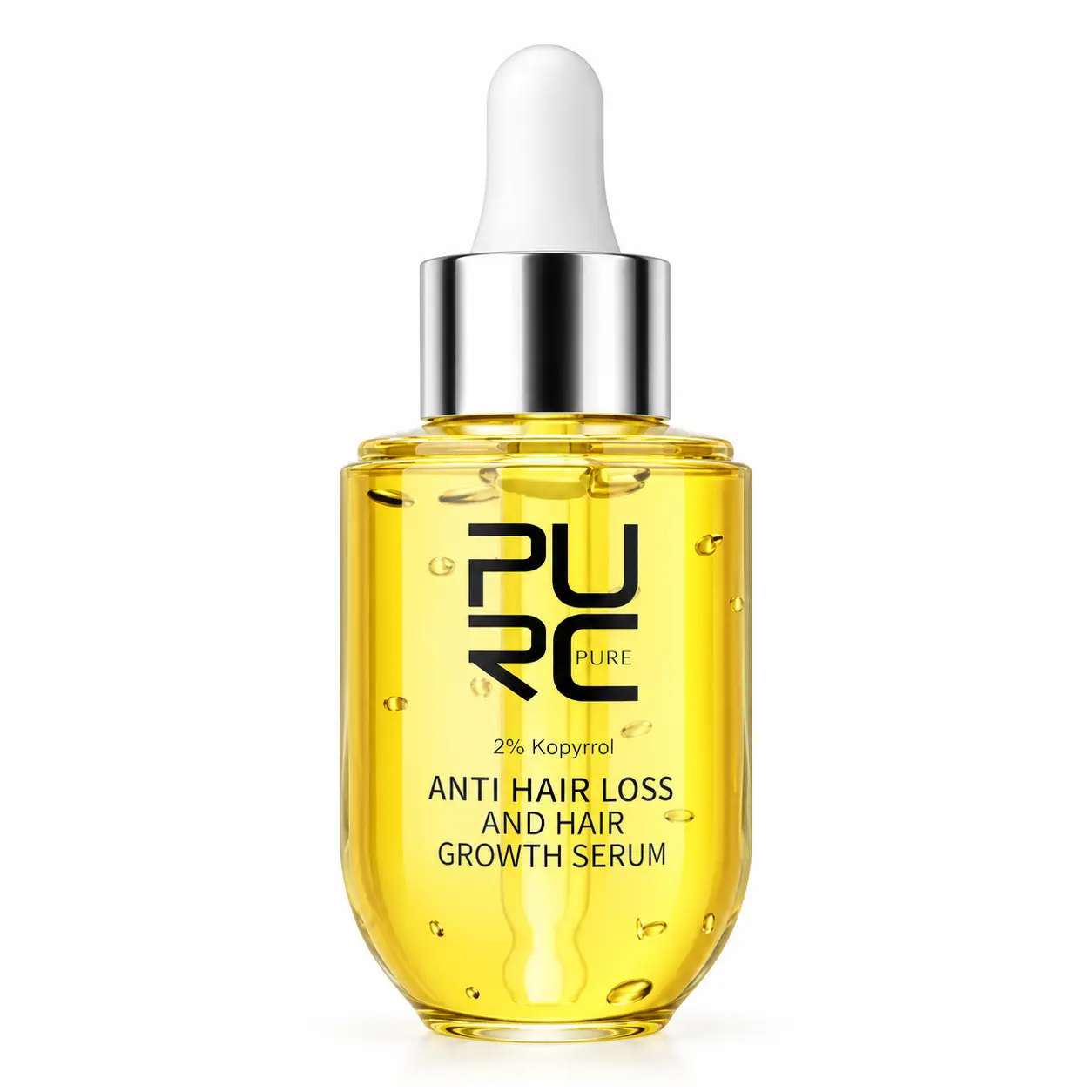 PURC Anti Hair Loss and Hair Growth Serum 50ml golden dropper bottle front view