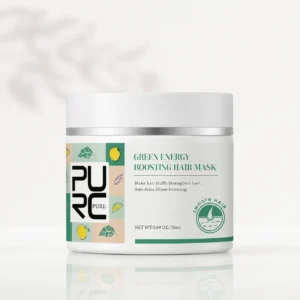 PURC Green Energy Boosting Hair Mask 50ml white jar with botanical label