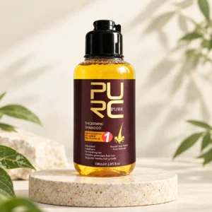 PURC Herbal Ginseng Hair Growth Shampoo 100ml amber bottle with burgundy and gold label
