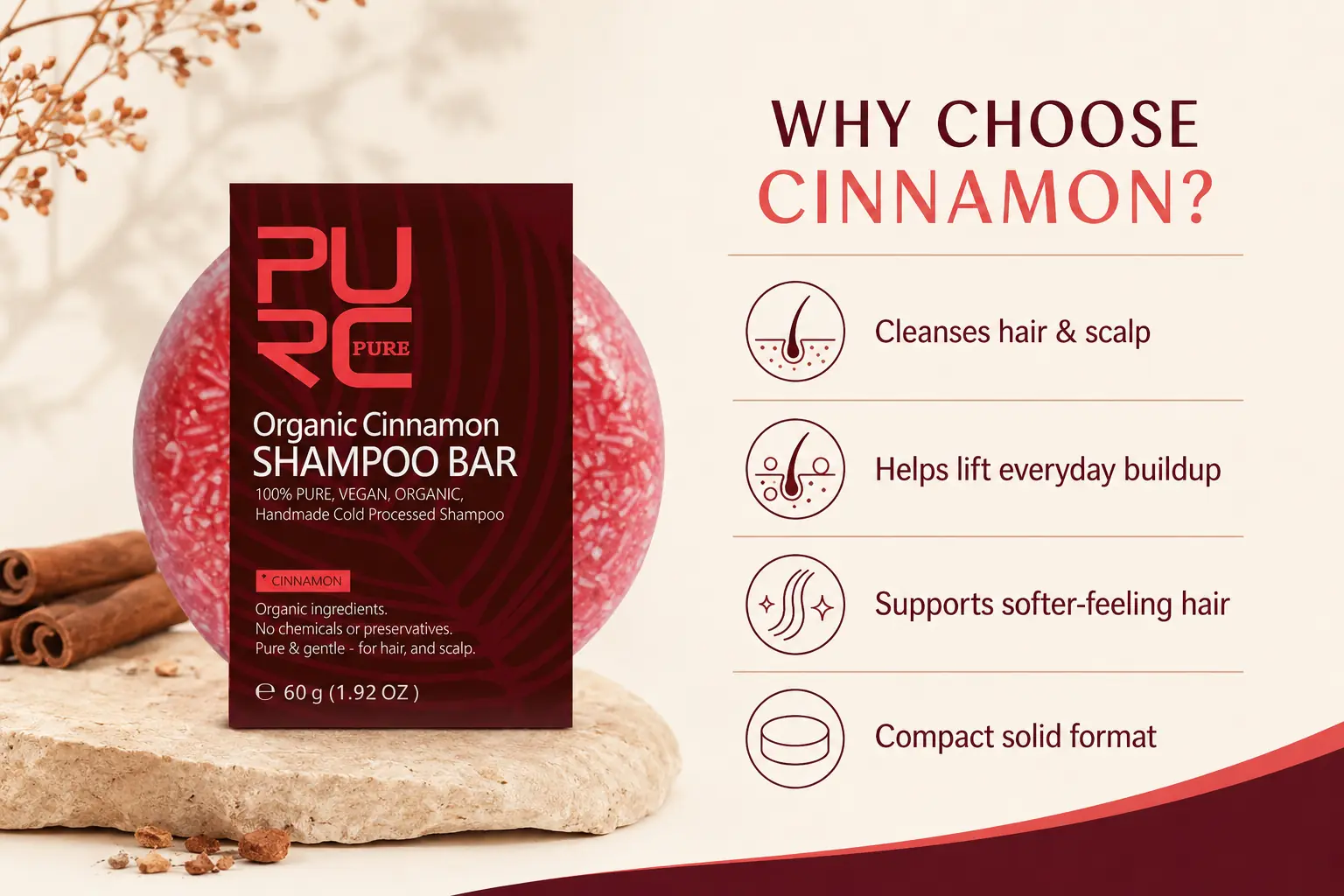 Cinnamon shampoo bar cleansing and hair care benefits