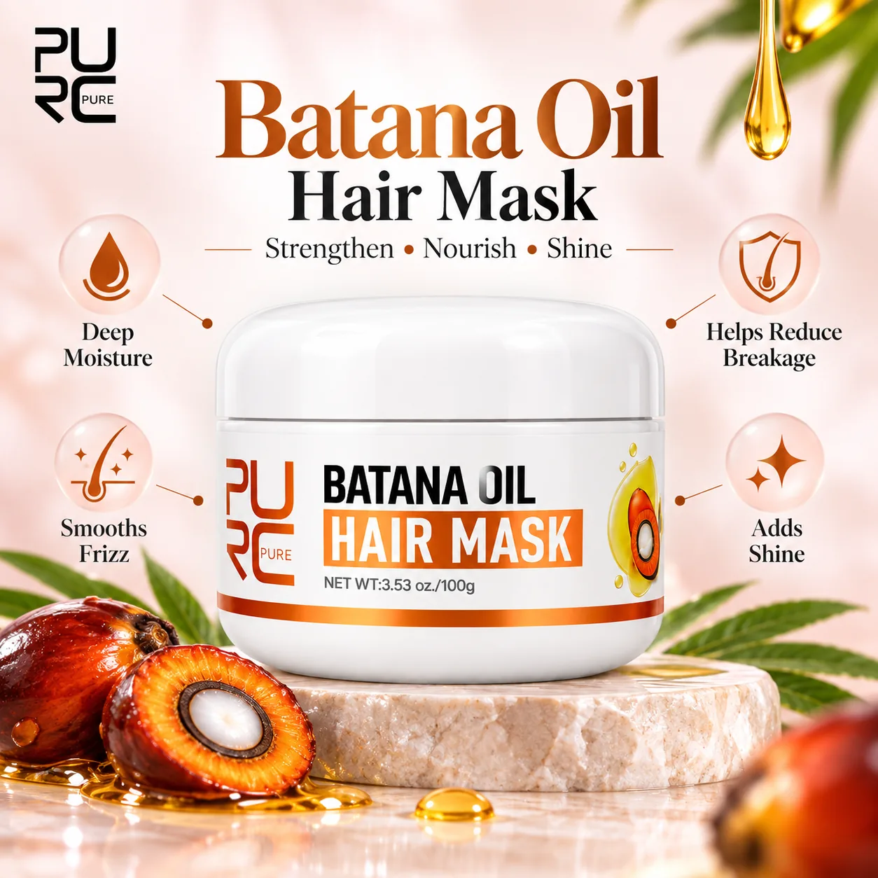 PURC Batana Oil Hair Mask for softer smoother and healthier looking hair