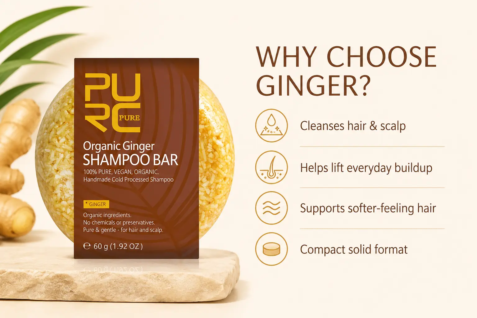 Ginger shampoo bar cleansing and hair care benefits