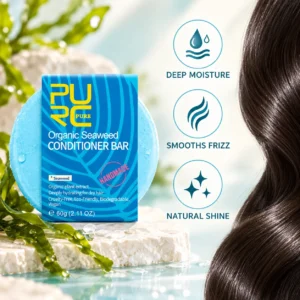 PURC Bio Seaweed Conditioner Bar benefits for deep moisture smoother frizz and natural shine
