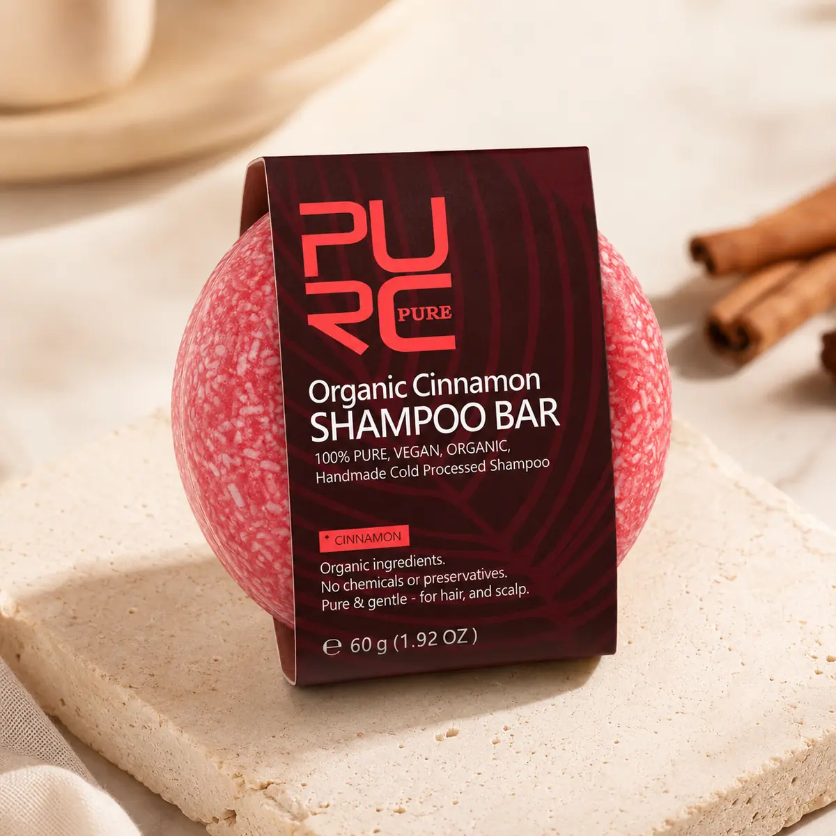PURC Cinnamon shampoo bar premium product view