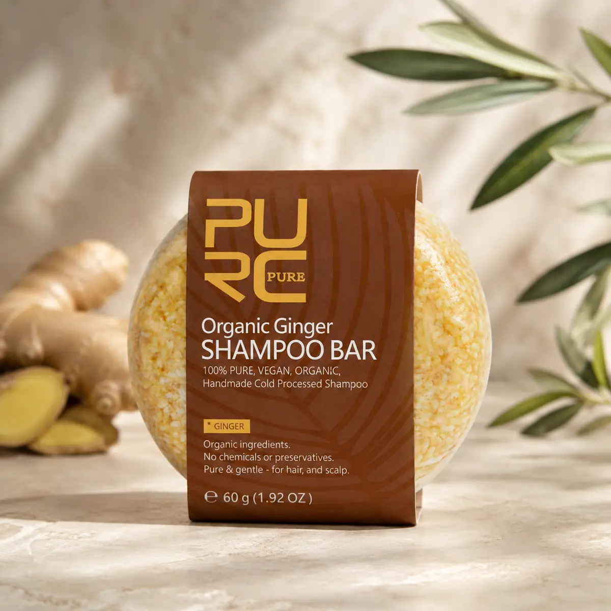 PURC Ginger shampoo bar premium product view