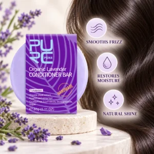 PURC Lavender Conditioner Bar benefits for smoother frizz moisture and natural shine