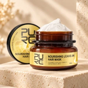 PURC Nourishing Leave-In Hair Mask 60 ml open amber jar with rich white cream