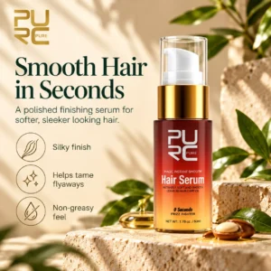 PURC Professional Magic Instant Hair Smoothing Serum with frizz control and instant shine callouts