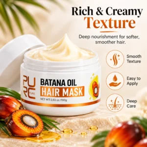 PURC Batana Oil Hair Mask benefits for moisture frizz control and shine