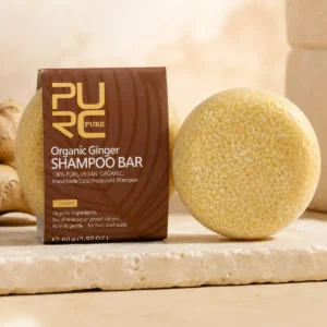 Handcrafted organic ginger shampoo bar texture