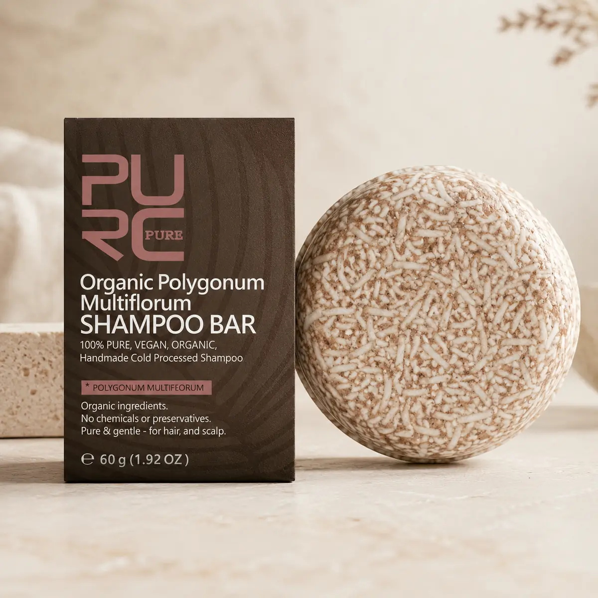 Handcrafted PURC Polygonum shampoo bar texture
