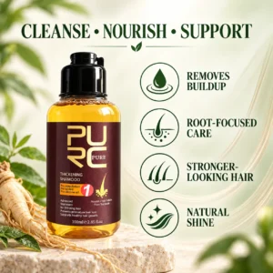 PURC Herbal Ginseng Hair Growth Shampoo benefits for scalp cleansing root care strength and shine