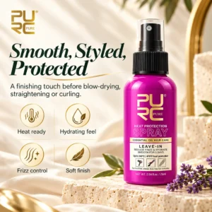 PURC Heat Protection Spray for smooth styled and protected looking hair