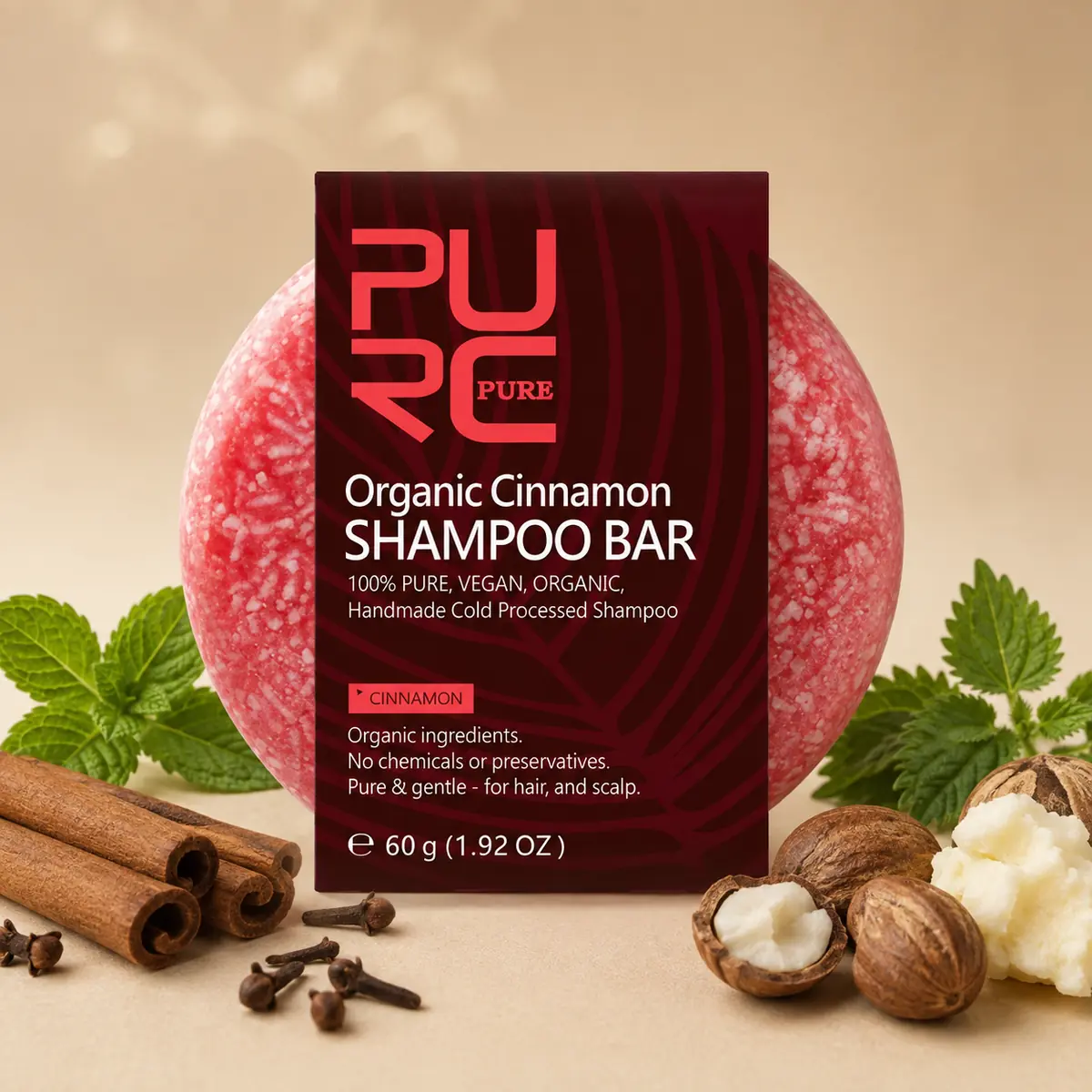 Cinnamon shampoo bar with clove peppermint and shea