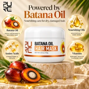 Rich creamy texture of PURC Batana Oil Hair Mask for deep nourishment