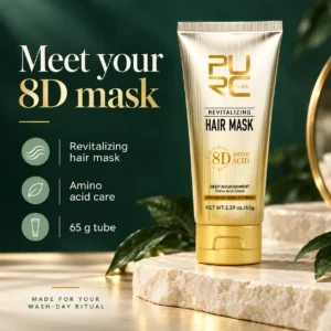 PURC 8D Amino Acid revitalizing hair mask in a 65g gold tube