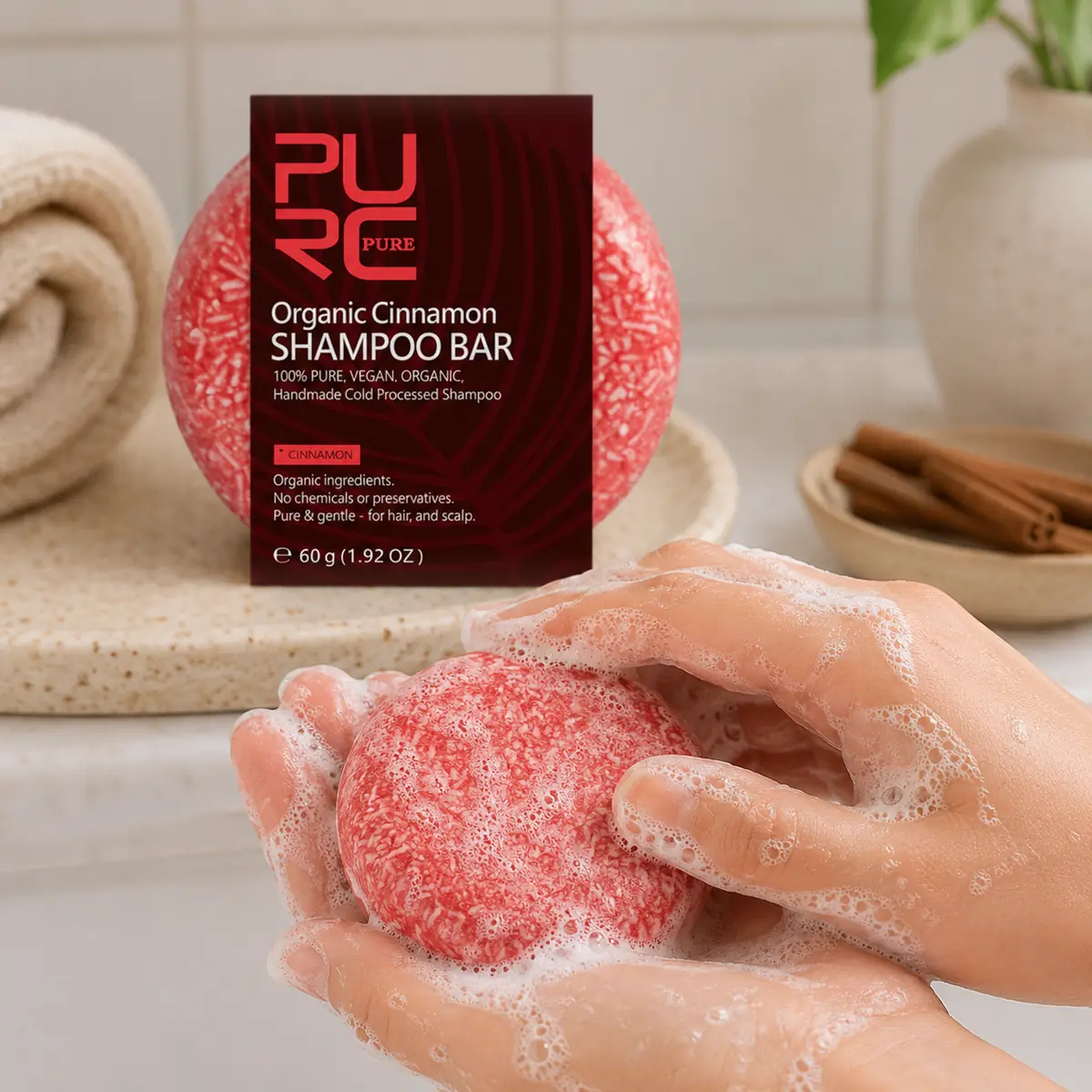 How to lather PURC Cinnamon shampoo bar