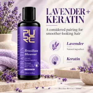 PURC Lavender Keratin Brazilian Blowout premium hair treatment with botanical care
