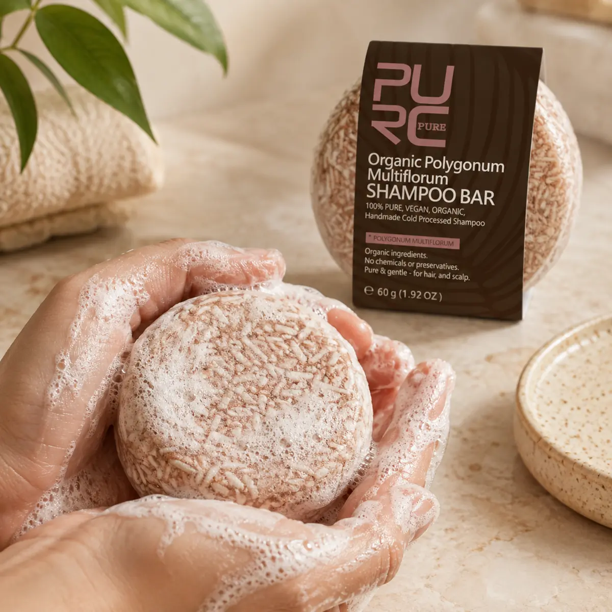How to lather PURC Polygonum shampoo bar