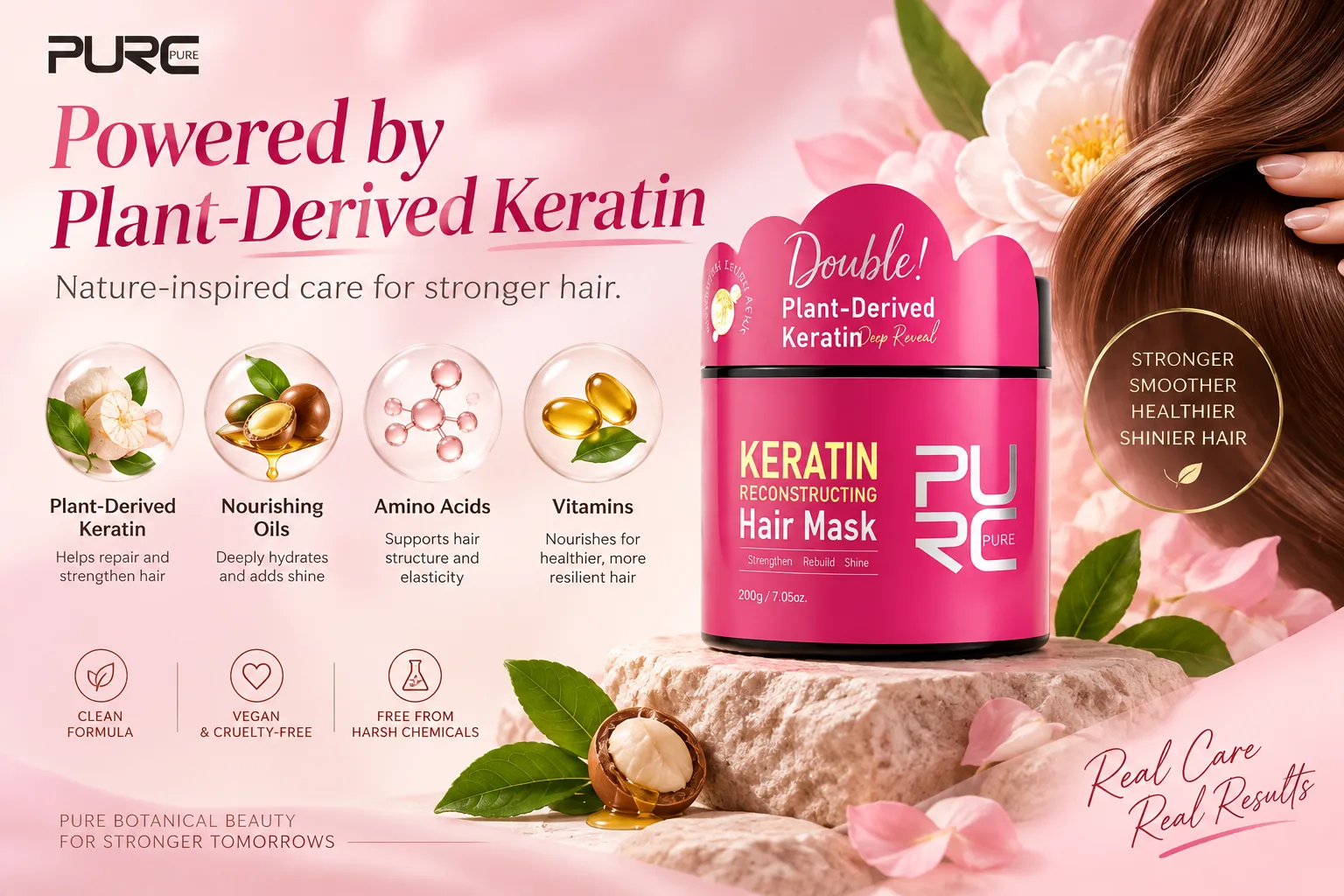 PURC Keratin Reconstructing Hair Mask powered by plant derived keratin