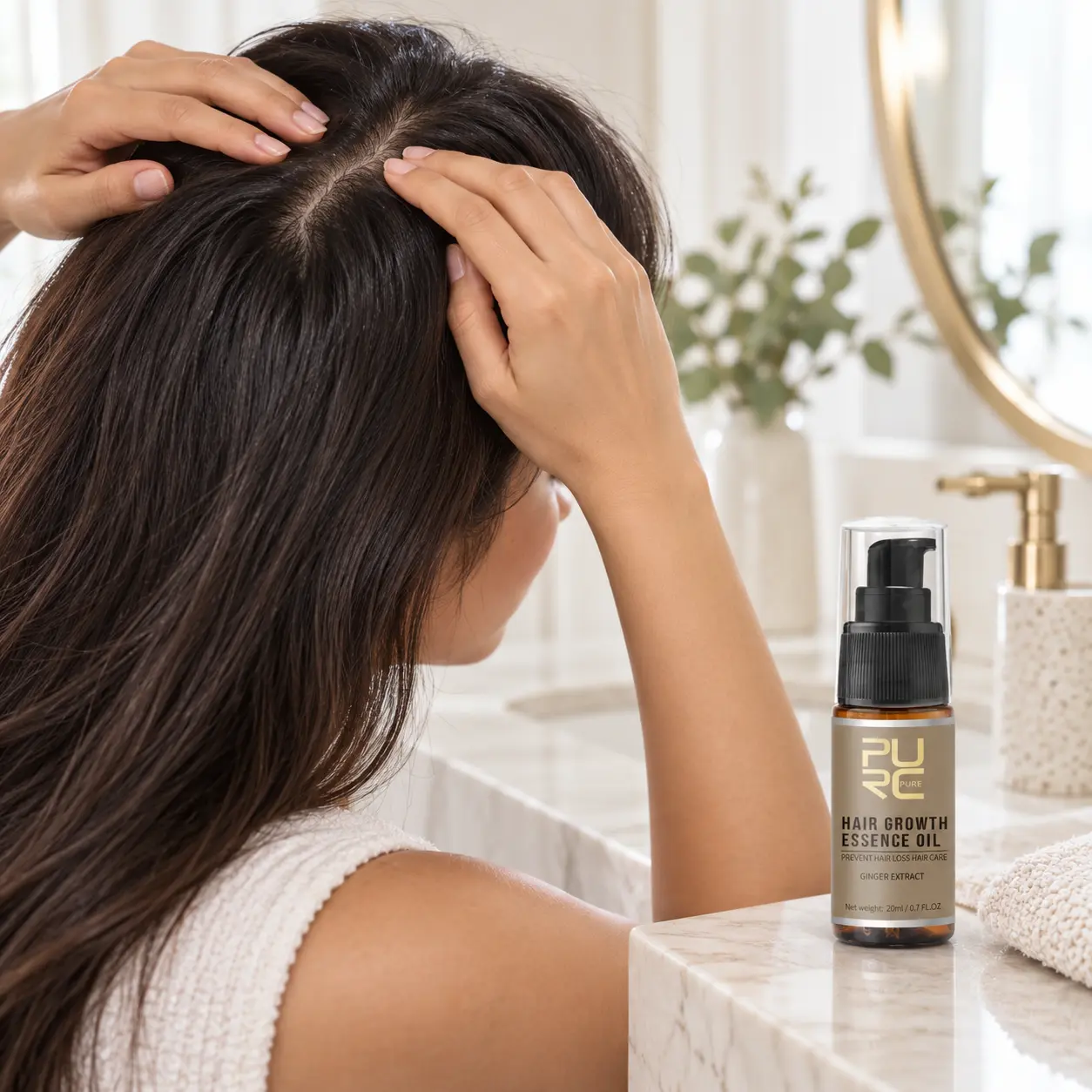 PURC Hair Growth Essence Oil everyday scalp care benefits infographic