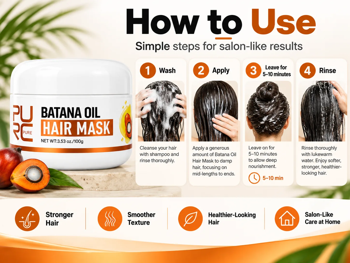 PURC Batana Oil Hair Mask repair routine for stronger smoother healthier looking hair