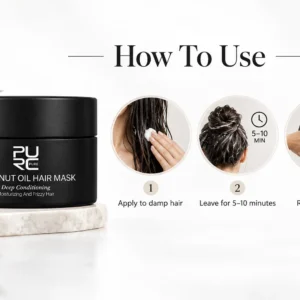 How to use PURC Coconut Oil Hair Mask on damp hair for deep conditioning