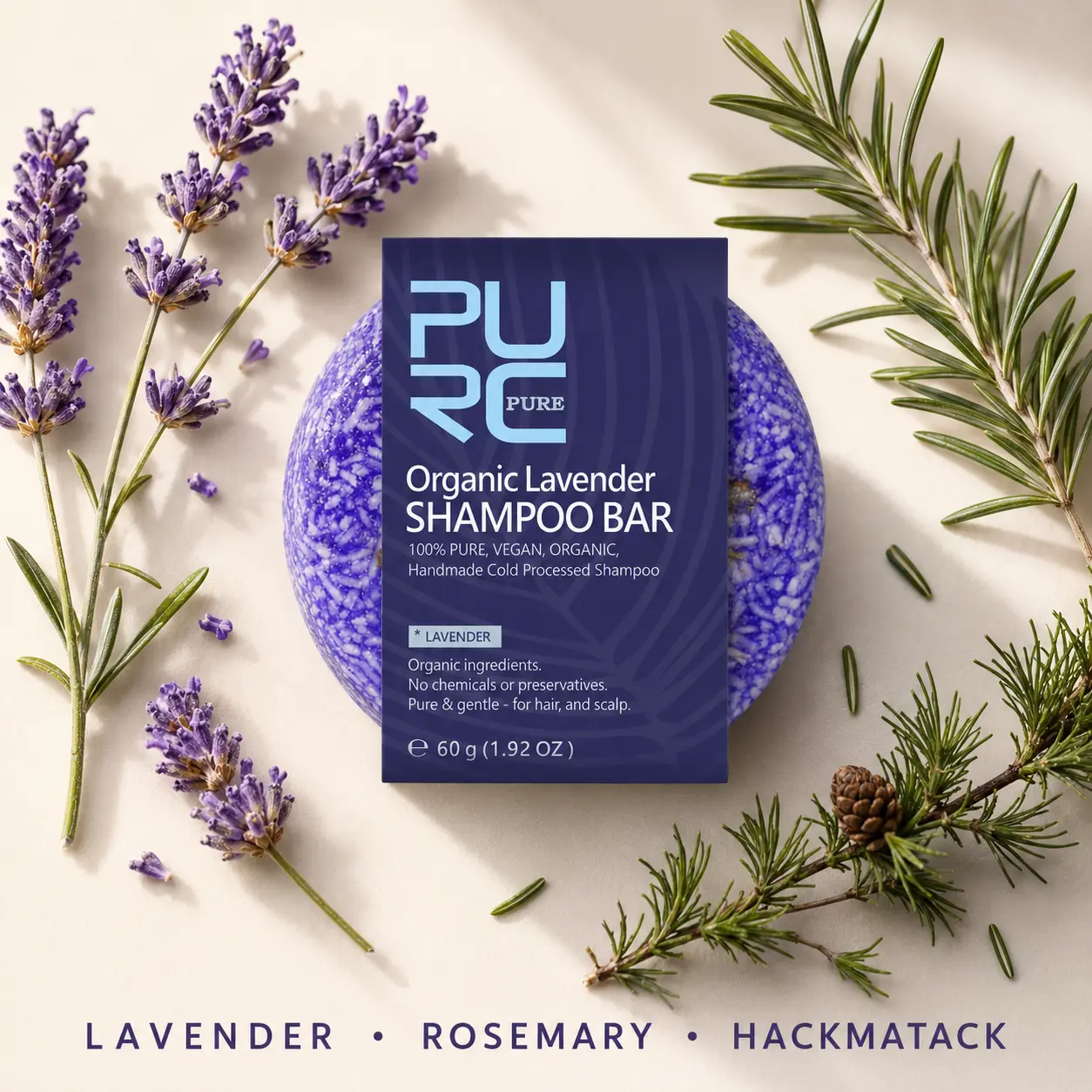 PURC Lavender Shampoo Bar with lavender rosemary and hackmatack