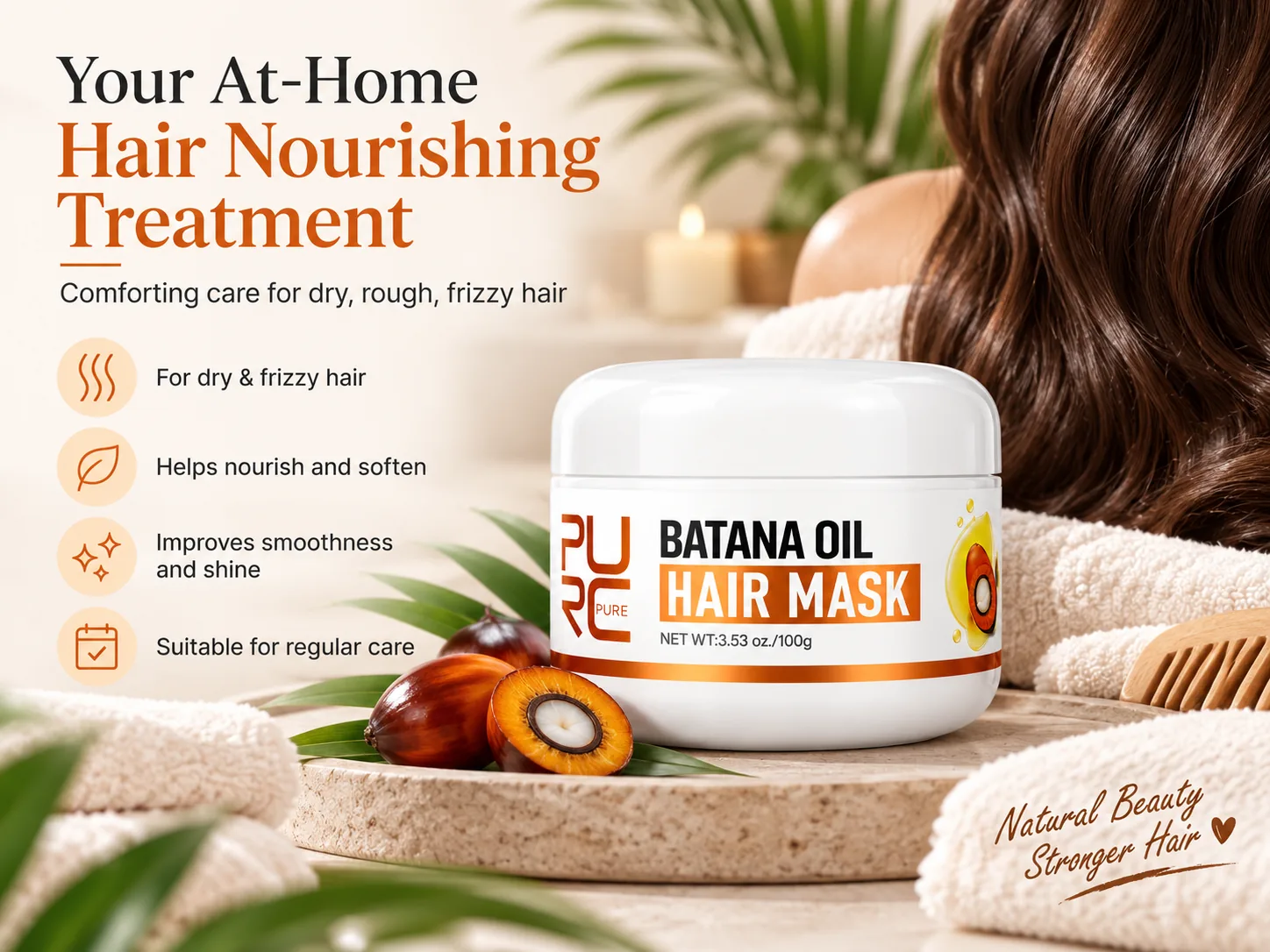 PURC Batana Oil Hair Mask at home treatment for dry rough and frizzy hair