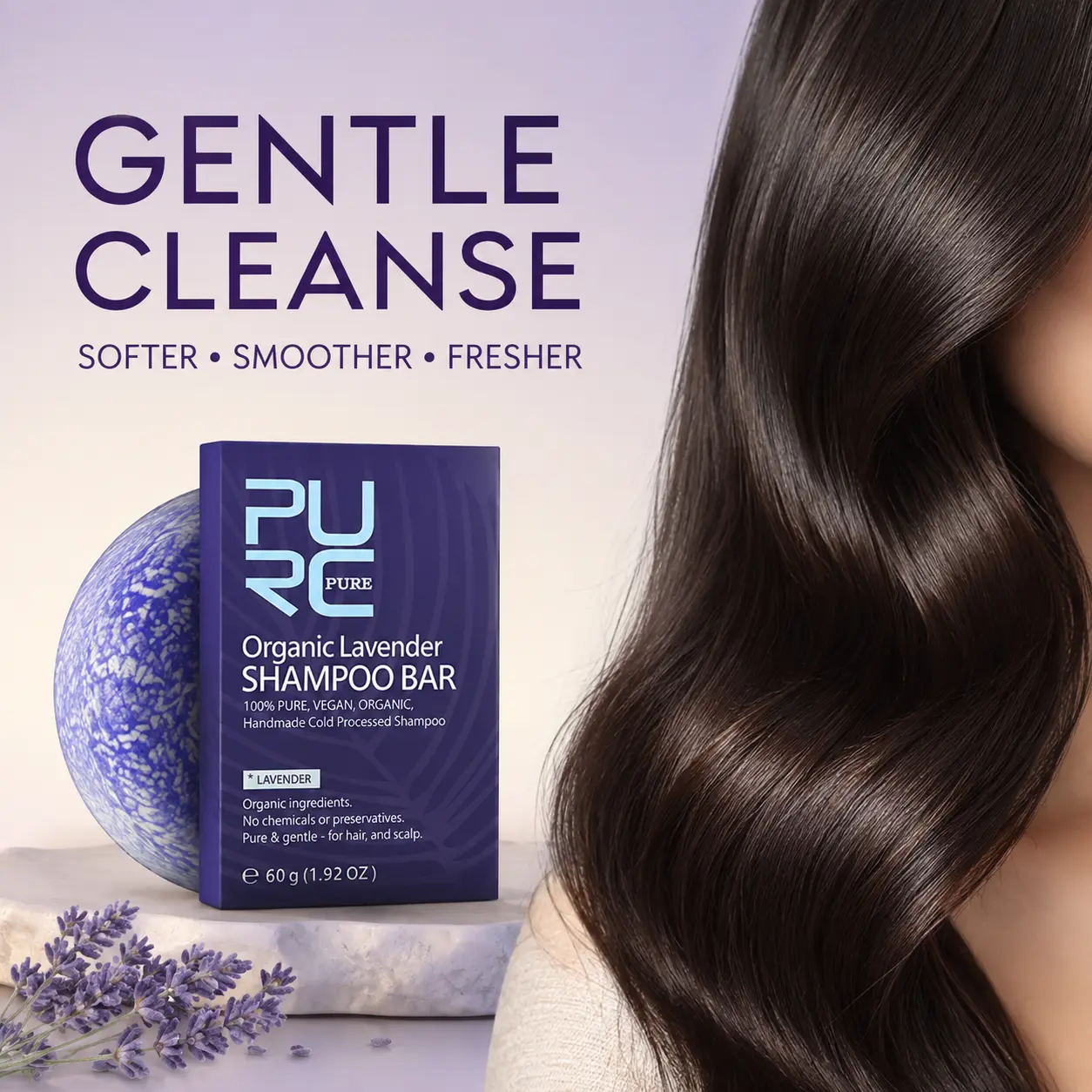 PURC Lavender Shampoo Bar for softer smoother-looking hair
