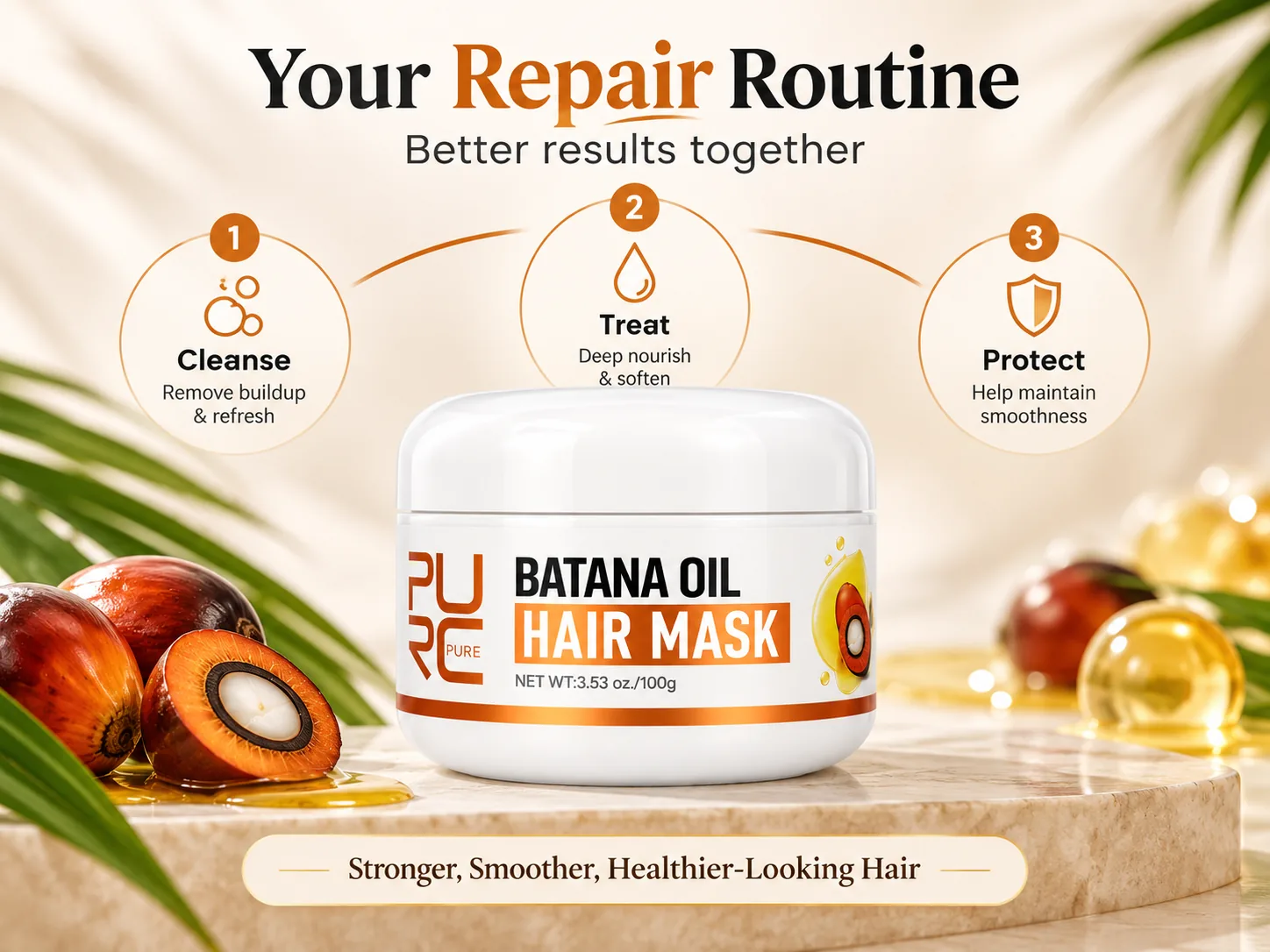 PURC Batana Oil Hair Mask nourishing care for dry damaged and frizzy hair