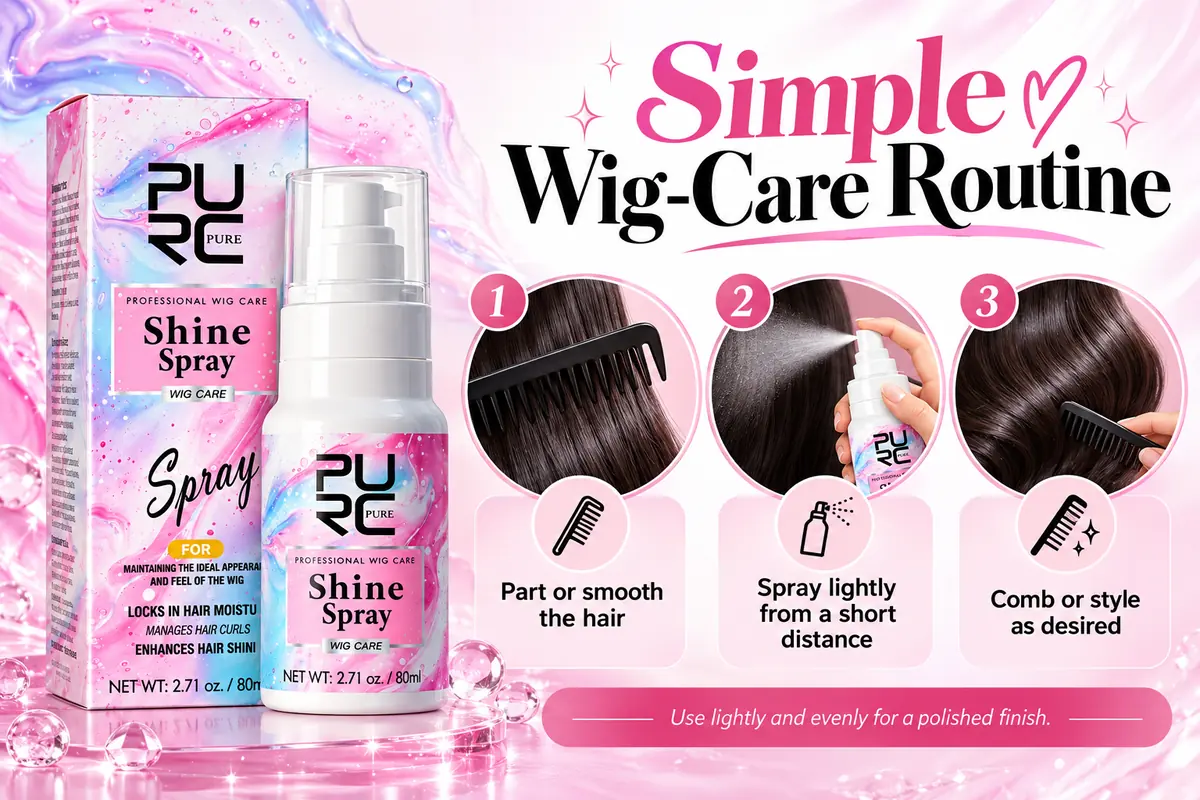 How to use PURC Wig Care Shine Spray for a simple wig care routine