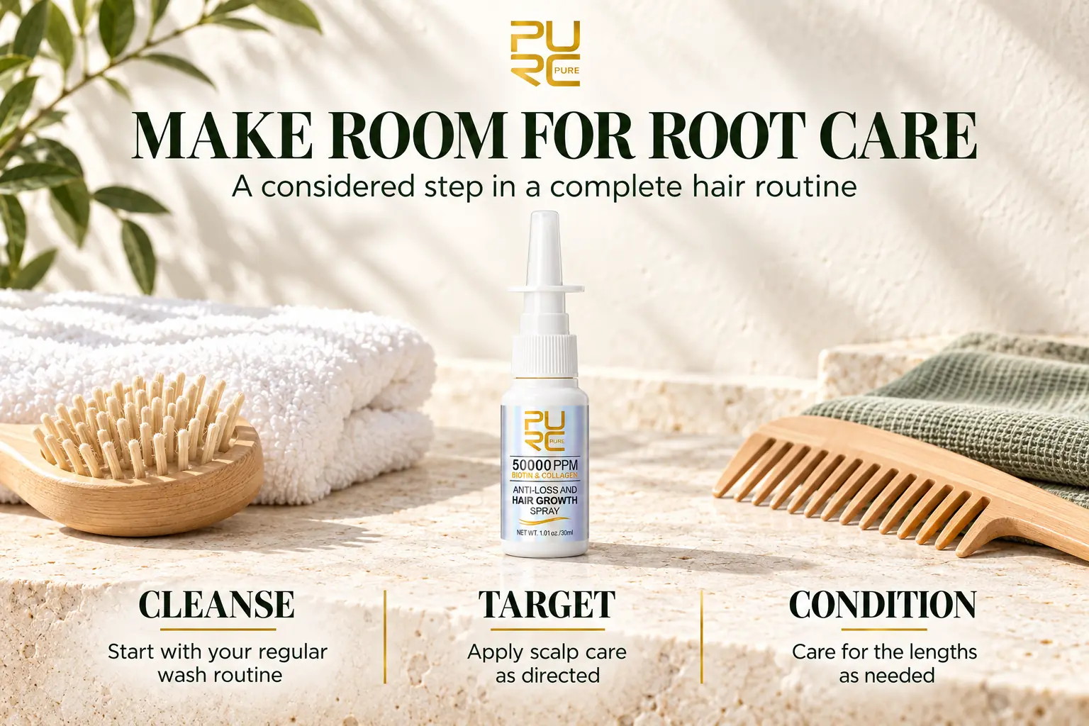 PURC Hair Growth Spray in a complete scalp and hair care routine