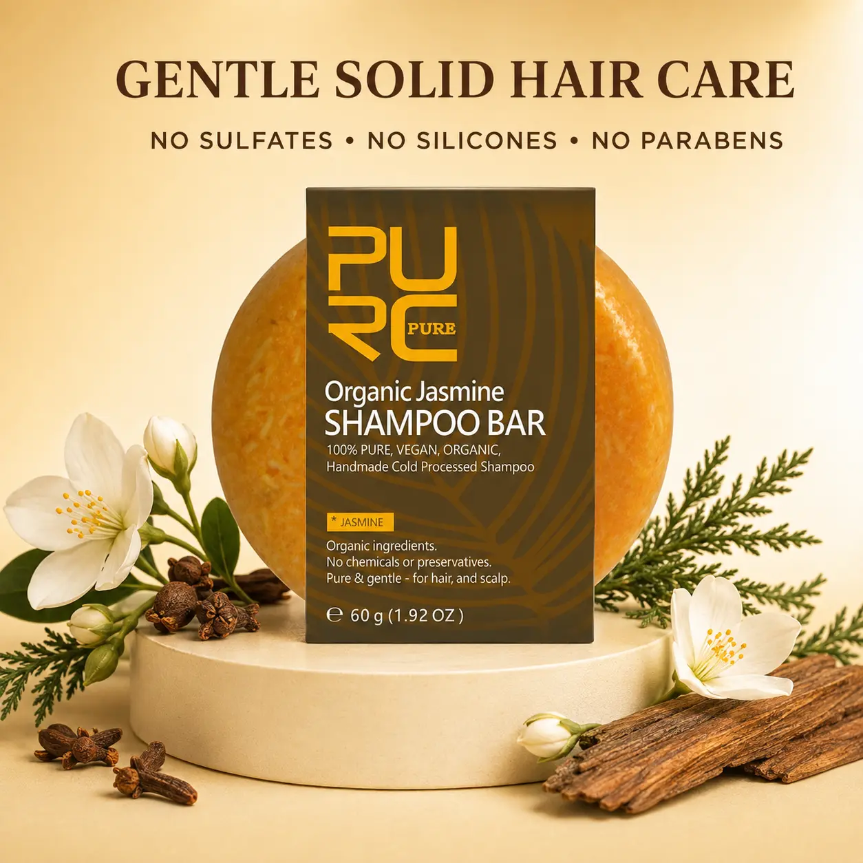 PURC Jasmine Shampoo Bar gentle sulfate-free solid hair care formula
