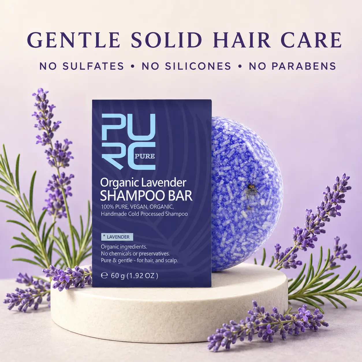 PURC Lavender Shampoo Bar gentle sulfate-free solid hair care formula
